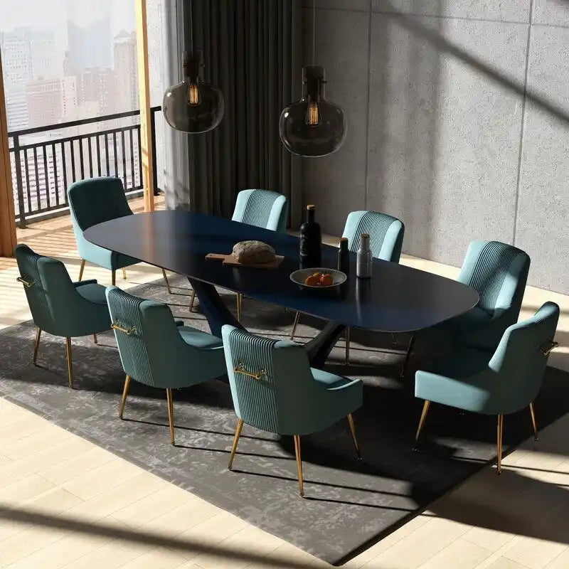 SEYNAR Modern Glam Velvet Dining Chair Set of 8 for Dining Room, Tufted Vanity Chair for Living Room (no table)