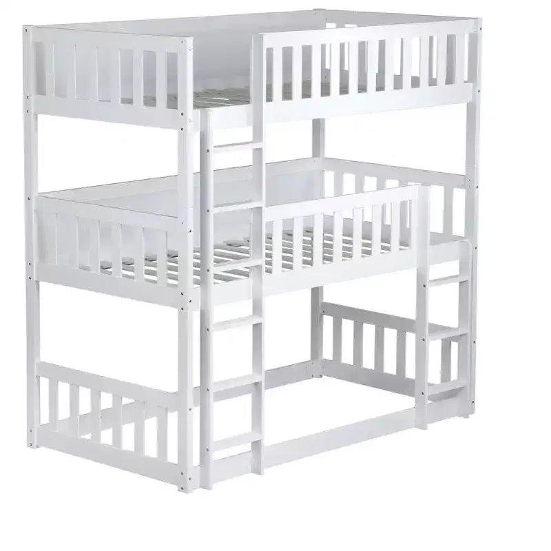 Letto a castello triplo per bambini, con tre letti singoli sovrapposti e separabili, scala e spondine, convertibile in 3 letti