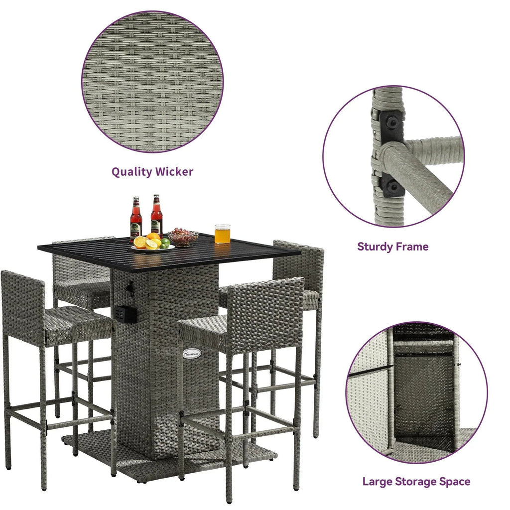 Moasis 5-delige tuinbarset van wicker - 5 stuks
