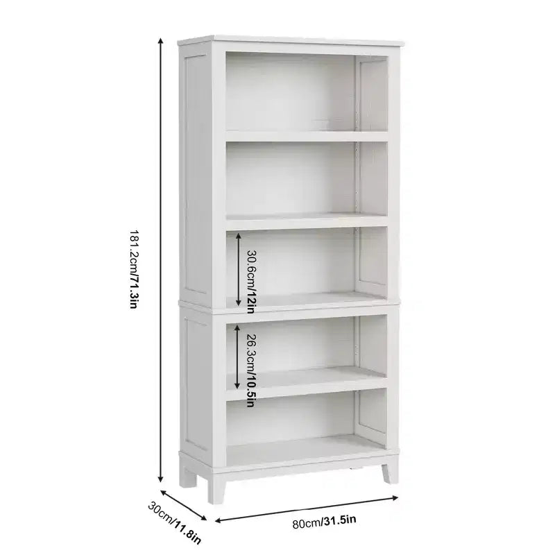 GustoWave 71 Zoll hohes Bücherregal mit verstellbaren Regalböden, 31.5 Zoll breit, Holzregal mit 5 Ebenen im Farmhouse-Stil, Vintage-Bücherregal