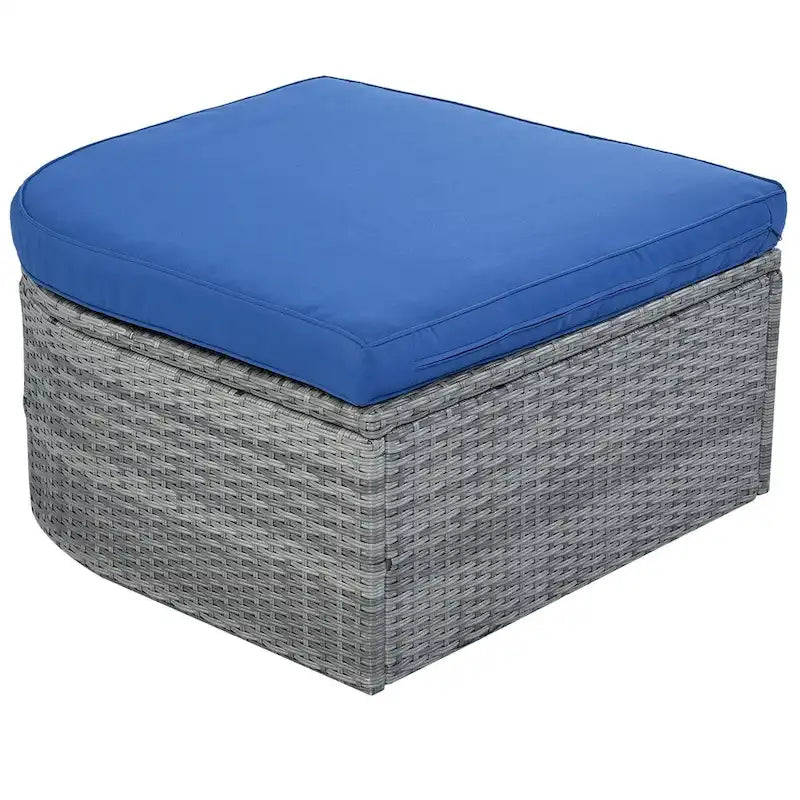 Graues Outdoor-Daybed aus Rattan mit Kissen und ausziehbarem Sonnendach