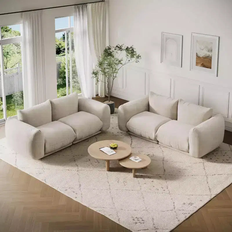 Modulares Zweisitzer-Sofa aus Chenille, Cloud-Couch mit hoch belastbarem Schaumstoff, platzsparendes Sofa ohne Gestell für Wohnung und Büro