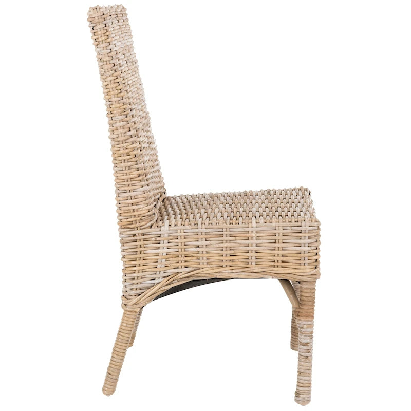 SAFAVIEH Karyl Esszimmerstuhl aus unbehandeltem Natur-Rattan (2er-Set) - 18.5 x 18.5 x 38.1 - 19Wx19Dx38H