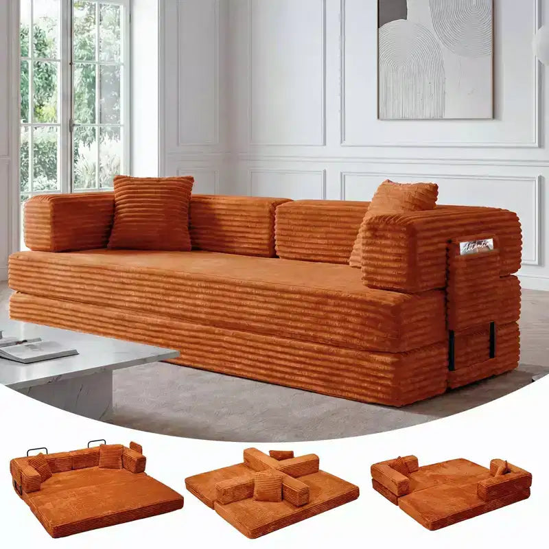 80.7 5-in-1-Schlafsofa mit Cordbezug, 1200 lbs, keine Montage erforderlich
