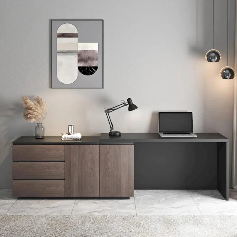 Bureau extensible avec tiroir et commode de rangement pour bureau à domicile