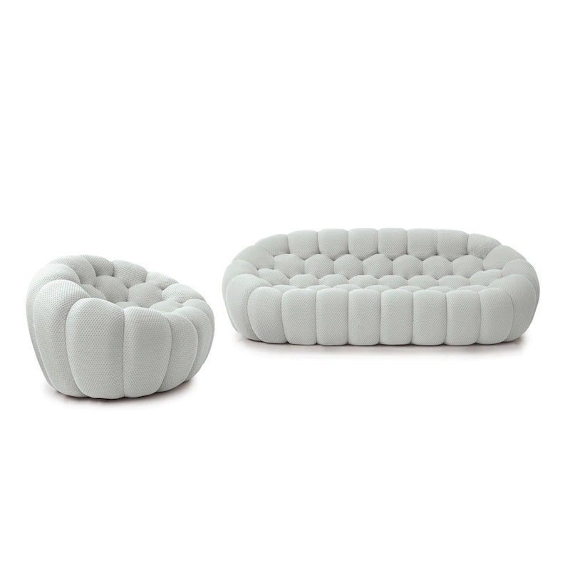 2er-Set 3D-Wabenstoff-Bubble-Sofas, 3-Sitzer-Sofa und Einzelsessel fürs Wohnzimmer
