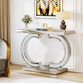 Console argentée, table d’entrée avec miroir de 39 pour l’entrée