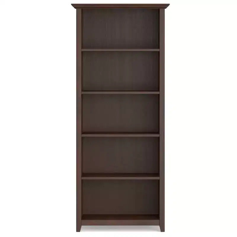 70-Zoll-Bücherregal aus massivem Holz mit fünf Fächern - lackierte Kiefer, 4 verstellbare Einlegeböden