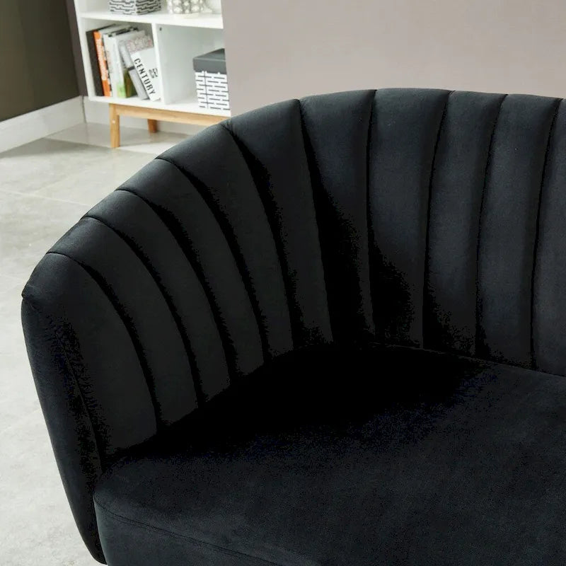 Albany zeitgemäßes Samt-Mikrofaser-Loveseat mit Knopfheftung von Silver Orchid