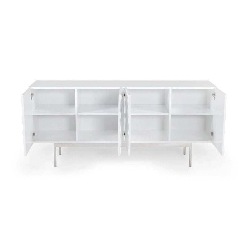 Moderner weißer Hochglanz-Buffetschrank mit Türen mit Soft-Close-Funktion