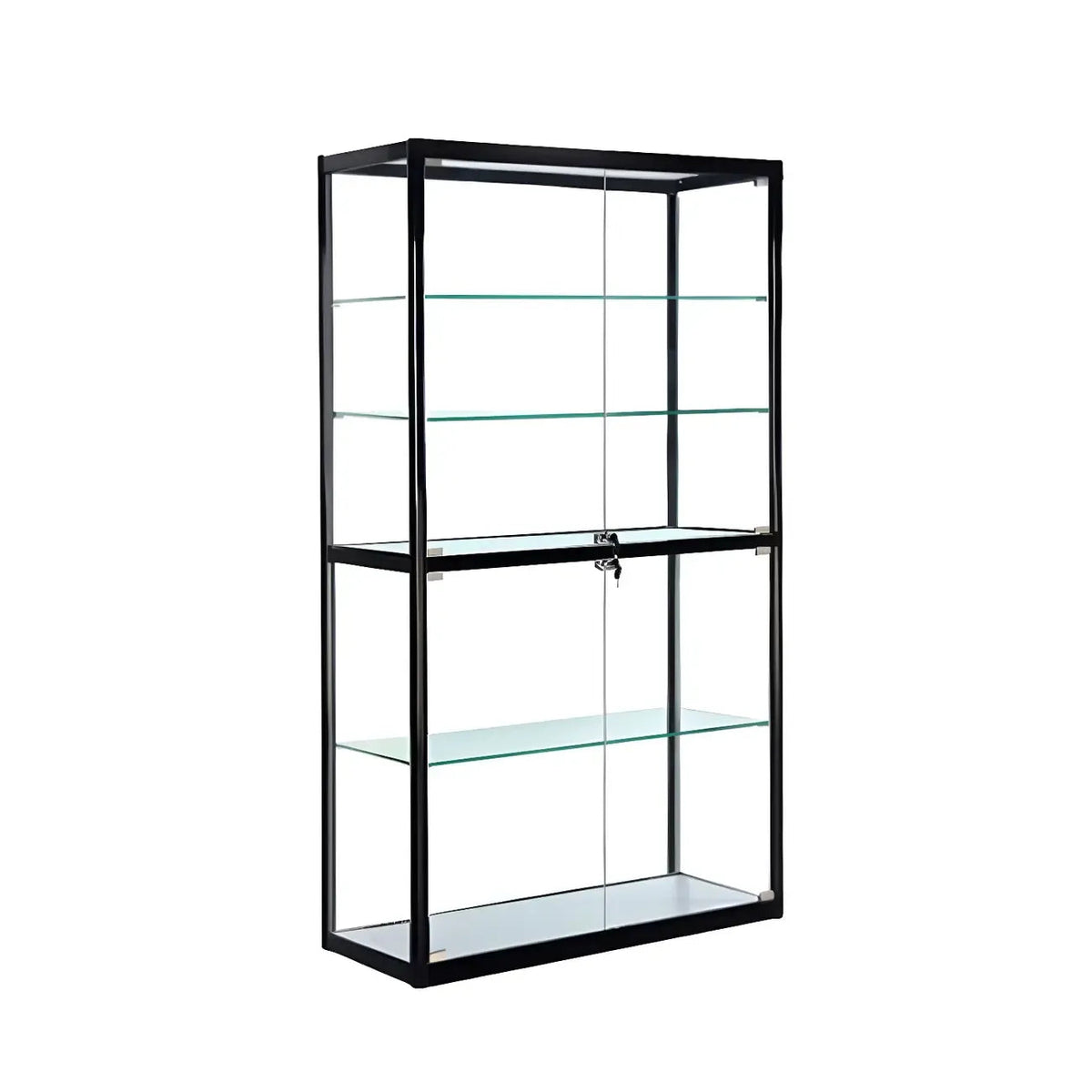 Moderner rechteckiger Vitrinenschrank aus schwarzem Glas