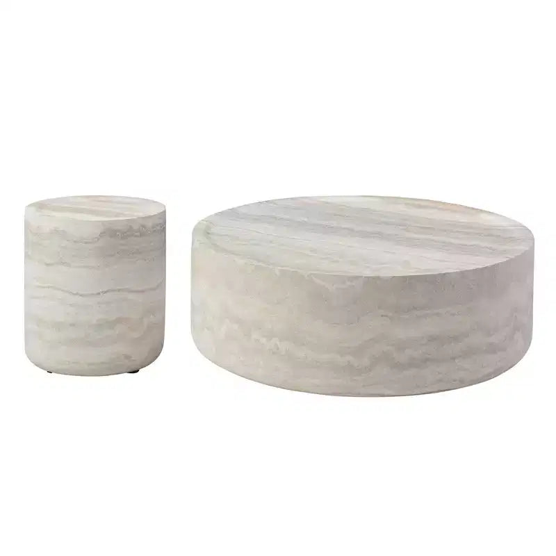 Ronde salontafel met namaak-MARS-patroon, cocktailtafel, middentafel, accenttafel, bijzettafel naast de bank, eindtafel - ModernLuxe