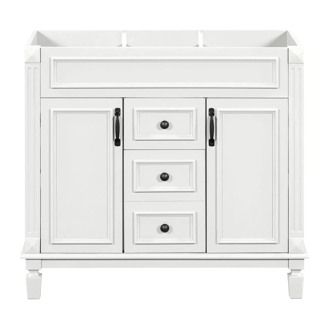 Mobile bagno moderno da 36 con lavabo integrato e specchiera, 2 ante e 2 cassetti