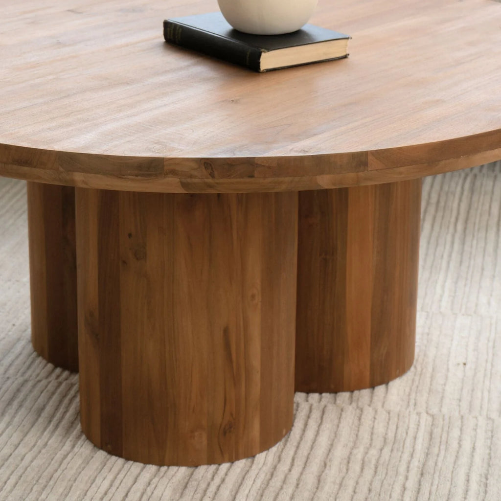 Modern Teak Coffee Table with Round - Living Room | 39