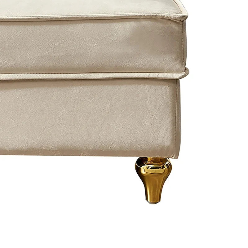 Méridienne élégante de style français en velours avec rangement et coussin