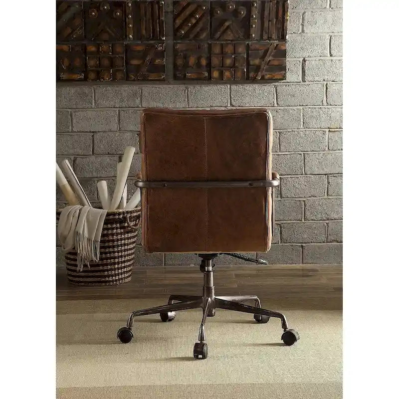 ACME Harith Chefbürostuhl, Retro-Look, braunes vollnarbiges Leder
