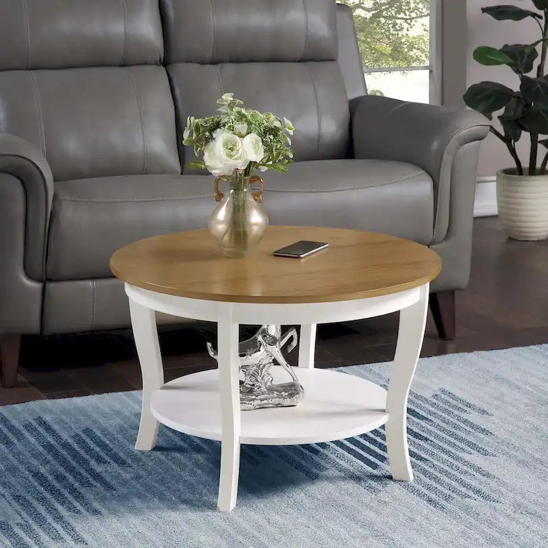 Tavolino rotondo Convenience Concepts American Heritage con ripiano