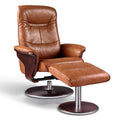 Fauteuil inclinable pivotant en cuir marron moderne Milano avec repose-pieds, Artiva USA