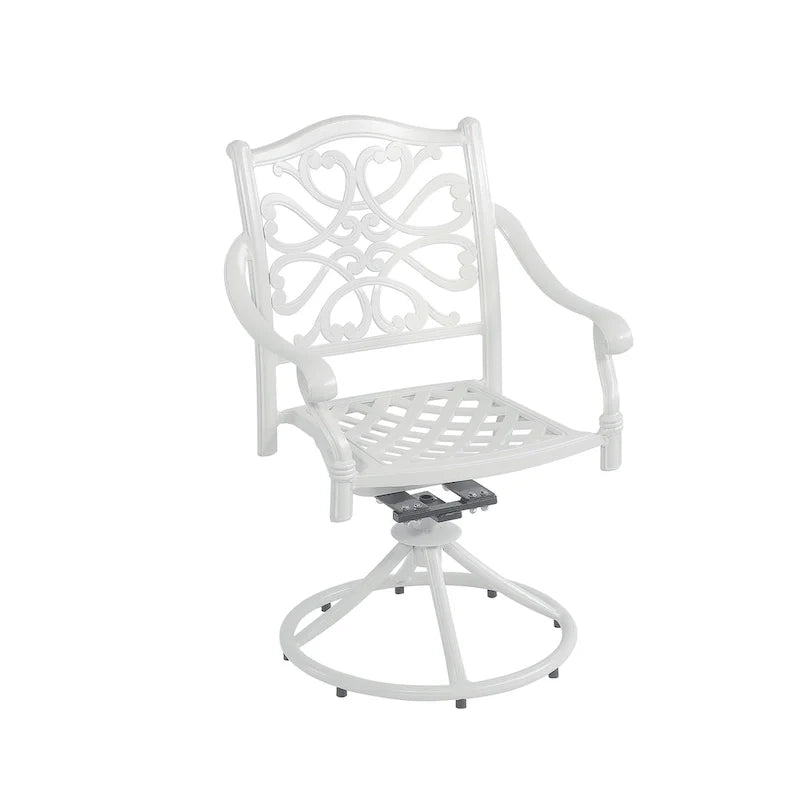 Ensemble de salle à manger de patio en aluminium moulé, 5 pièces, avec 4 chaises pivotantes