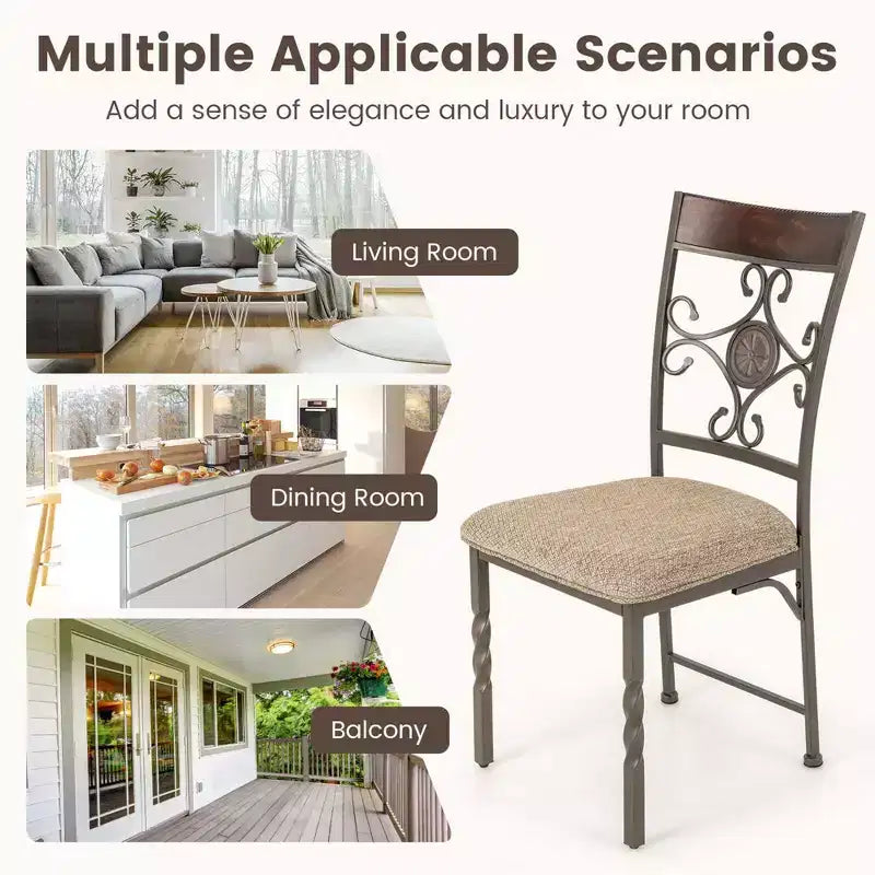 Ensemble de 2/4 chaises de salle à manger Costway, chaises de cuisine sans accoudoirs avec coussin d’assise