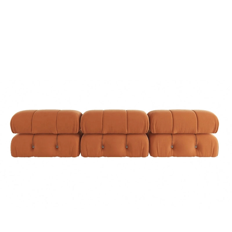 Modulares Samtsofa mit 3 Sitzplätzen, beidseitig montierbar