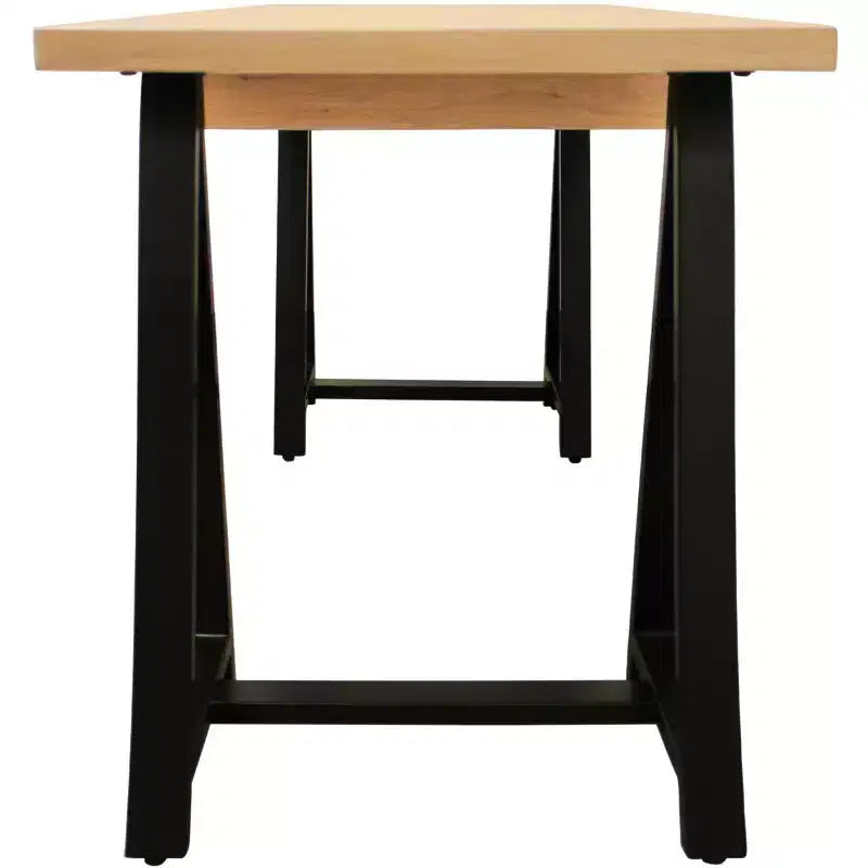 Bureau de direction HomeRoots 60 en bois massif et métal, naturel et noir, avec piètement en tréteau