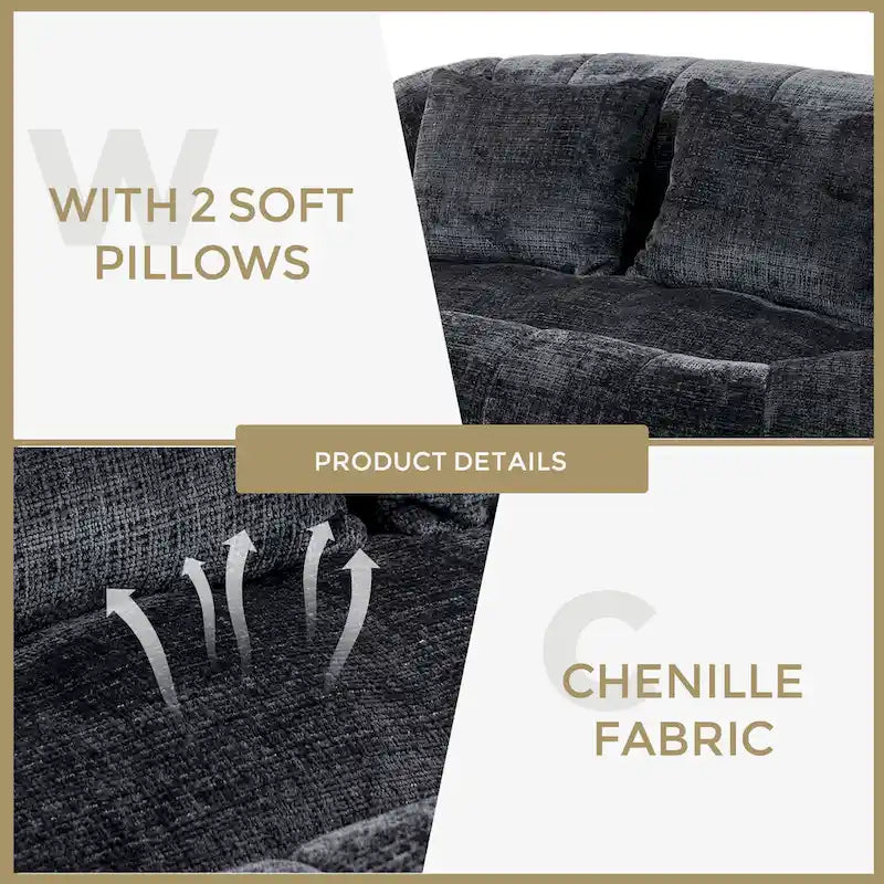 GDFStudio - Divano relax a 2 posti Laurel in ciniglia con schiuma ad alta densità e comfort extra
