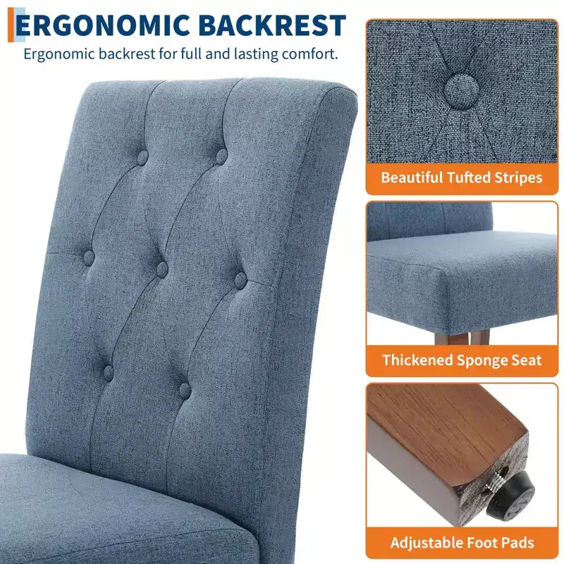 Esszimmerstühle im Parsons-Stil mit Knopfheftung, 6er- / 4er-Set - gepolsterte Küchenstühle aus Stoff mit Holzbeinen und gepolsterten Sitzflächen - Möbel für Wohnzimmer und Küche