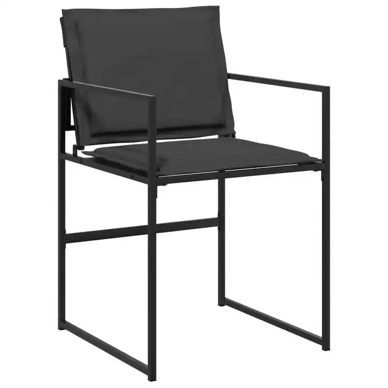 vidaXL Gartensitzgruppe mit Kissen, 13-teilig, schwarzes Textilene - platzsparendes Design mit Klappstühlen, UV-beständig, Tisch aus gehärtetem Glas