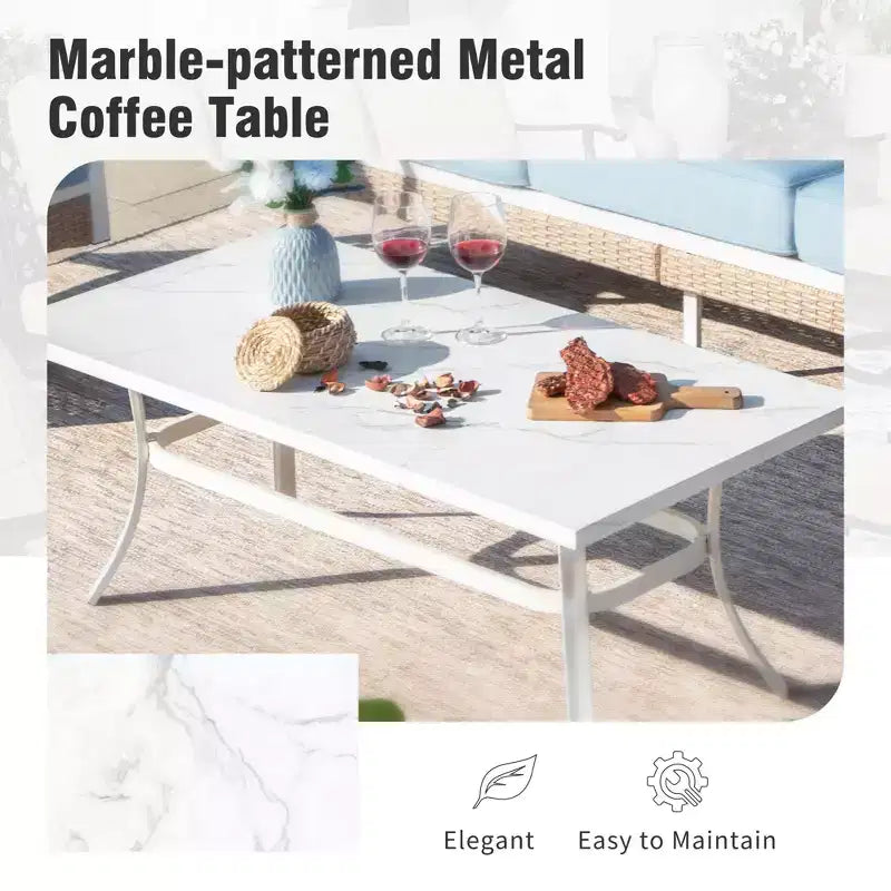 Captiva Designs 5-teiliges extra großes Outdoor-Lounge-Set aus Metall und Rattan mit Drehstühlen mit Gitterlehne und Zweisitzer