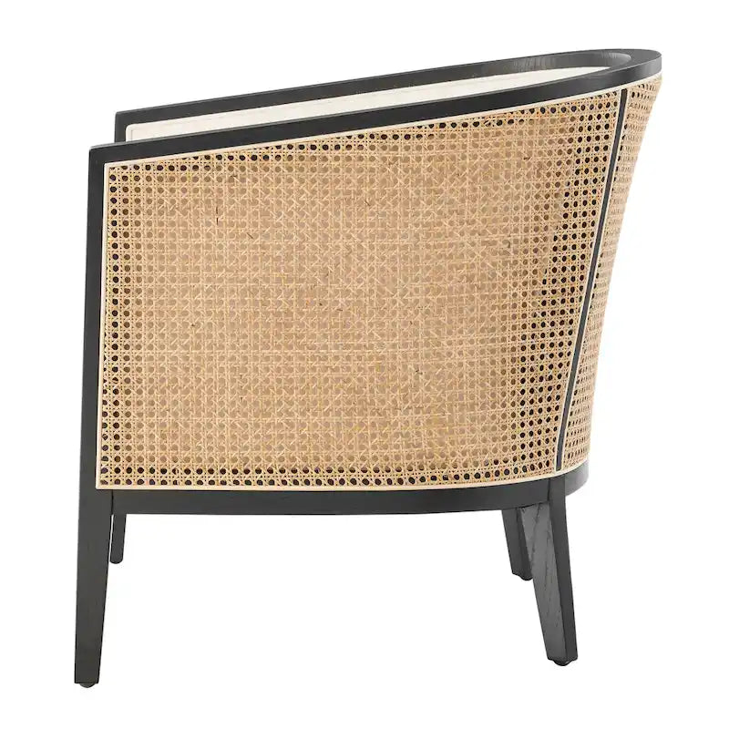 Tillman linnen fauteuil met rotan