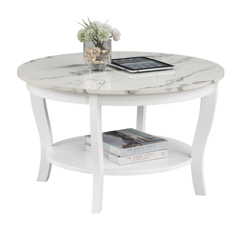 Tavolino rotondo Convenience Concepts American Heritage con ripiano