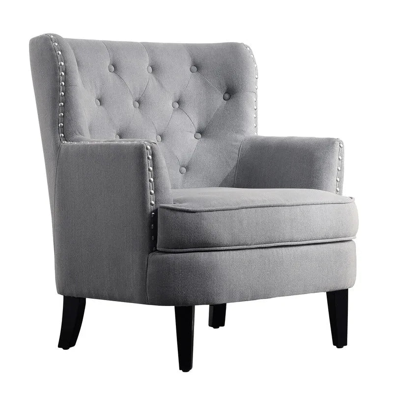 Poltrona decorativa Moser Bay Mignon in velluto/lino, larga 30, con schienale alto e bottoni