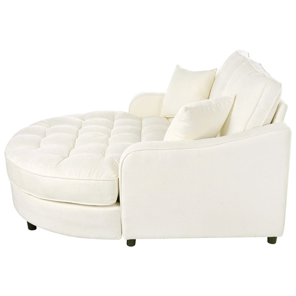 Chaiselongue-Schlafsofa aus Chenille, gepolstertes Sofa mit gesteppter Rückenlehne und 2 abnehmbaren Kissen für das Wohnzimmer