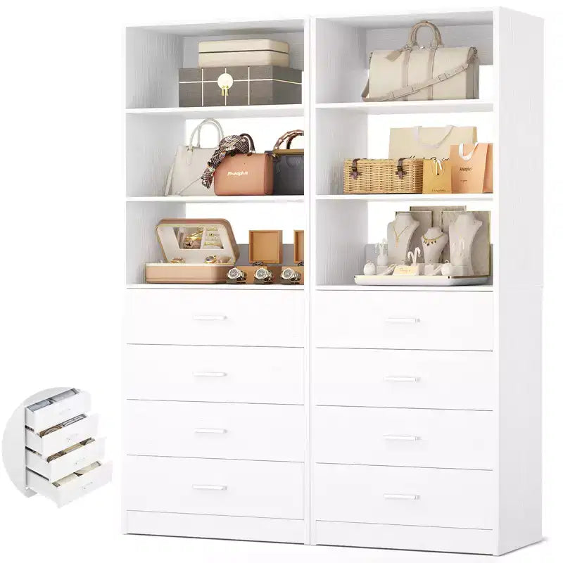 Schrank-Organisationssystem mit Holzschubladen und Regalen