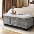 Aufbewahrungsbank aus Korbgeflecht mit Kissen für Schlafzimmer, Wohnzimmer oder Veranda - 18.5 H X 43.3 W X 18.5 D
