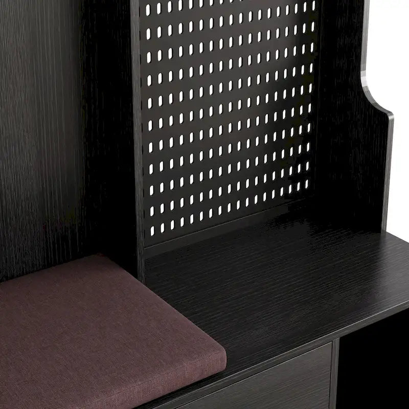 GDFStudio - Appendiabiti multifunzione Finn con panca portascarpe, pannello forato e ampio spazio contenitivo
