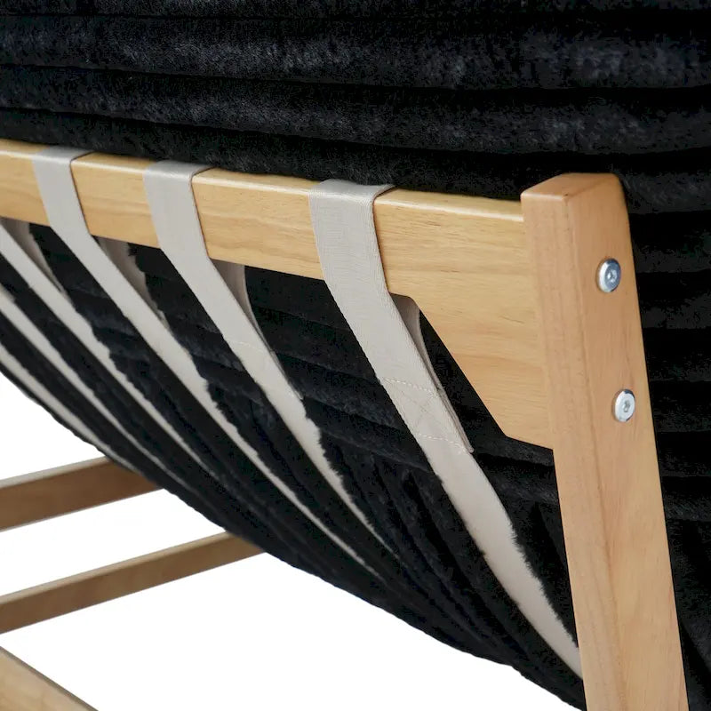 Fauteuil poire d’appoint grand format en peluche, avec structure en bois massif, confortable et garni de duvet