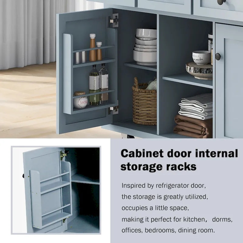 Îlot de cuisine portable à roulettes avec rangement
