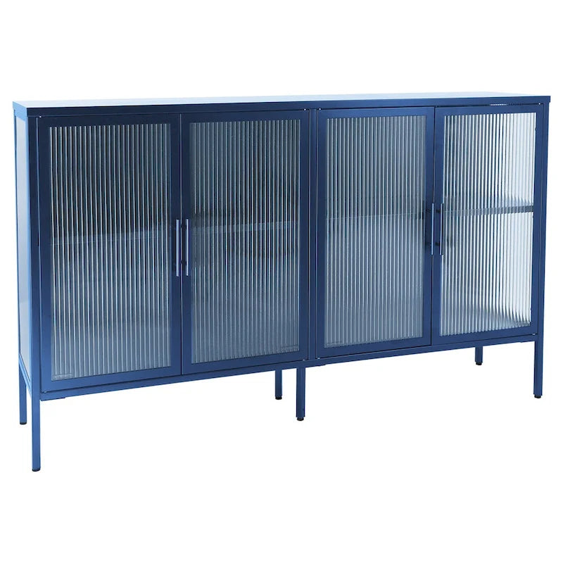 Metallschrank mit gehärteter Glasscheibe und verstellbarem Einlegeboden