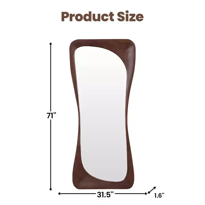 Dovelina asymmetrische passpiegel van 71H*31W, decoratieve staande spiegel, moderne badkamerspiegel voor woonkamer, eetkamer, hal en slaapkamer