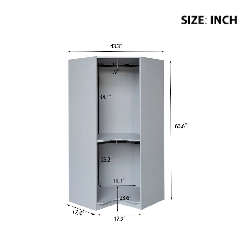 Polygon-Eckkleiderschrank mit 2 Türen