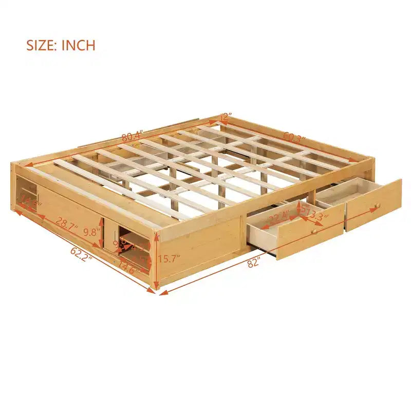 Struttura letto contenitore Whisen Queen con 4 cassetti e vano contenitore nella pediera