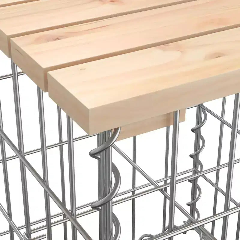Tuinbank met schanskorfmand, naturel hout en zilver