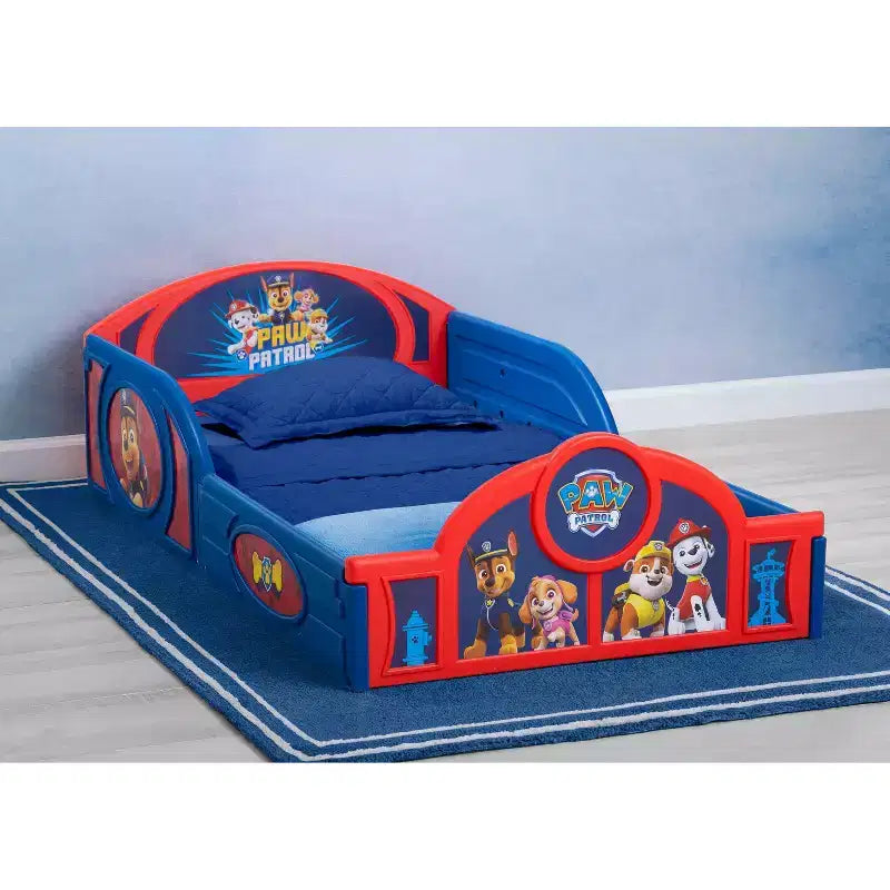 Delta Children Kunststoff-Kleinkinderbett zum Schlafen und Spielen mit integrierten Schutzgittern - PAW Patrol