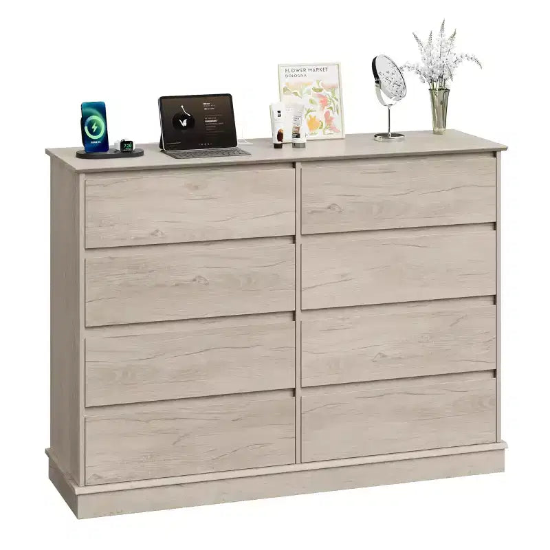 Moderne ladekast voor de slaapkamer met 8 lades, houten opbergmeubel voor de kledingkast, brede ladekast