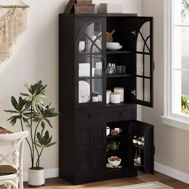 Dispensa stile rustico da fattoria, mobile da cucina indipendente con ripiani regolabili, organizer multifunzione per cucina, sala da pranzo e soggiorno