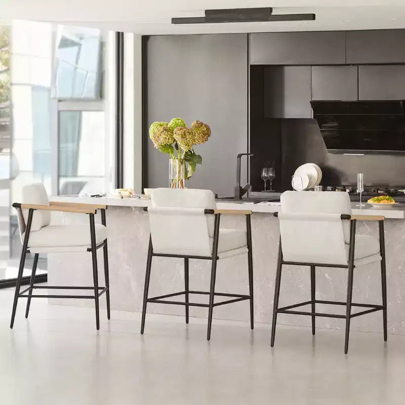 Spruce&Spring Modern Counter Stools with Arm & Metal Frame Set of 2