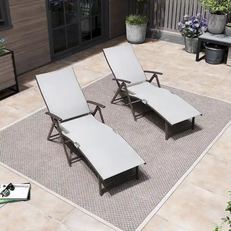 Pellebant 2er-Set verstellbare Gartenliegen aus Aluminium - N/A
