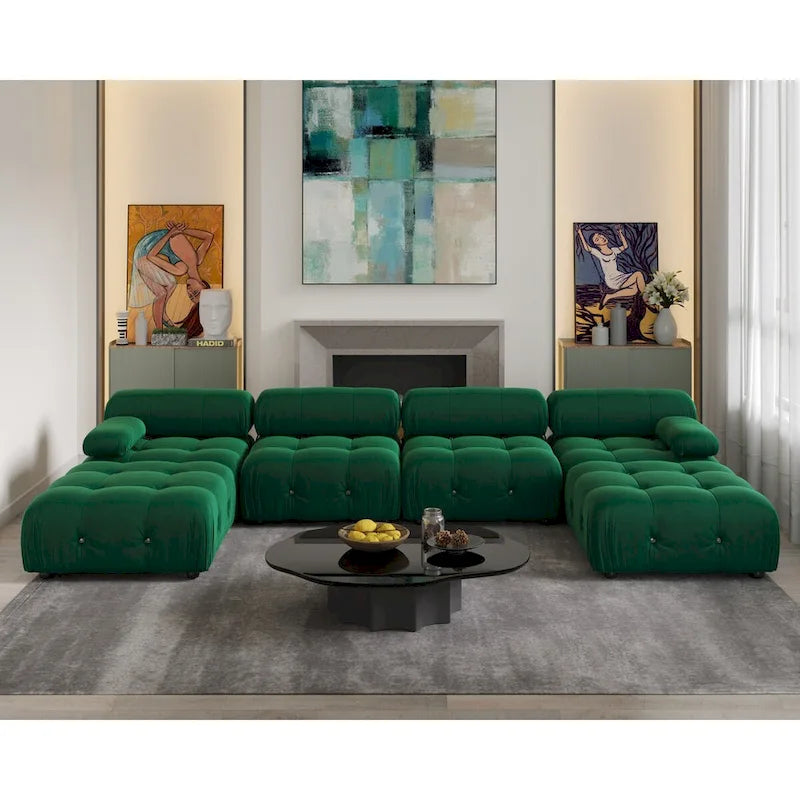 Canapé modulaire convertible de 138, canapé minimaliste en velours en U